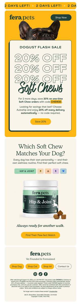 ⏰ Only 2 Days Left: 20% Off Soft Chews
