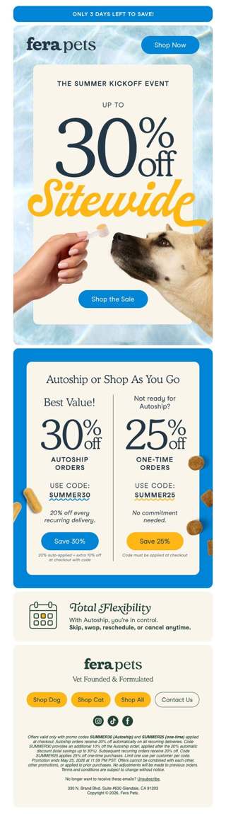 3 Days Left! Up to 30% Off Everything