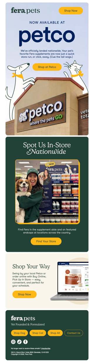 Big news 🎉 Fera is now at Petco