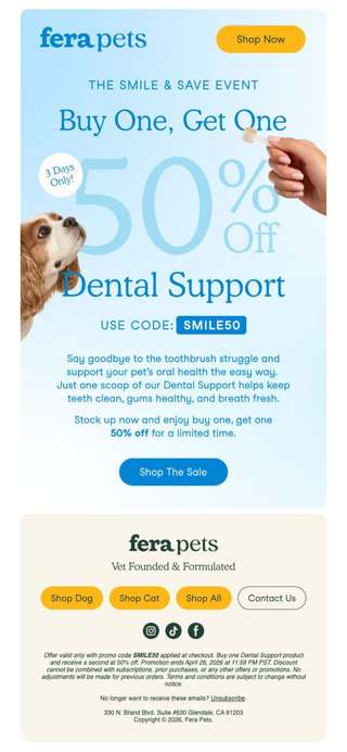 Buy One, Get One 50% Off Dental Support