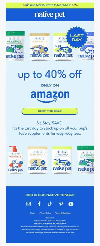 last day for Amazon's Pet Day Sale 🎾🐶