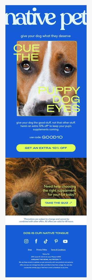 here's 10% off, just for you.