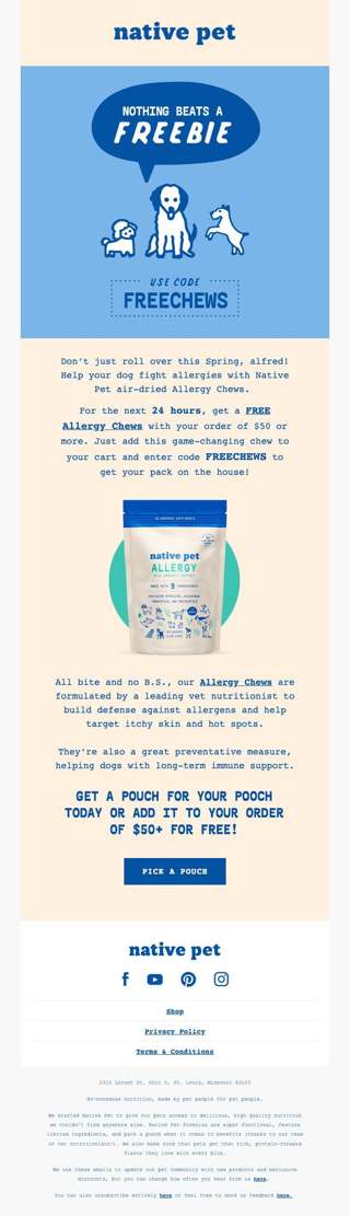 Free Allergy Chews With Your Order? Nice.