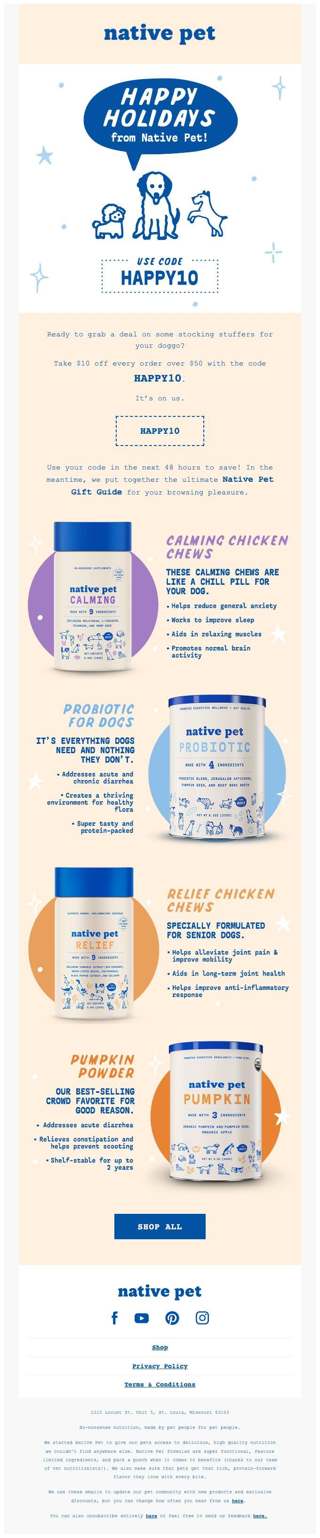 Here’s a $10 gift from your friends at Native Pet!