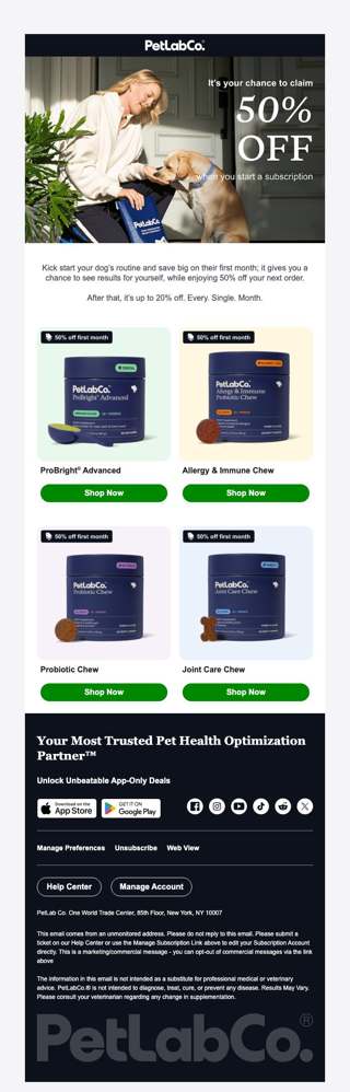 50% Off our Dental, Itching, Allergy & Joint Care
