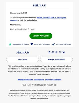 PetLab Co. Account Verification - Action Required
