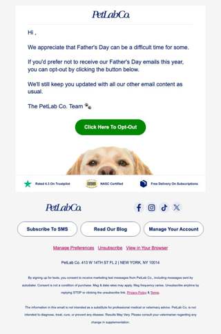 Don't want to receive Father's Day emails?