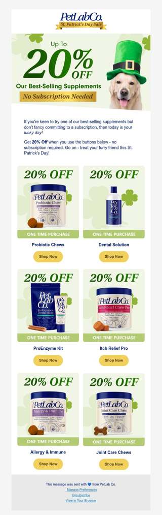 20% Off For St. Patrick's Day 🌈