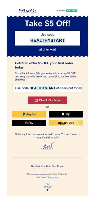 Just for you: An extra $5 off your PetLab order