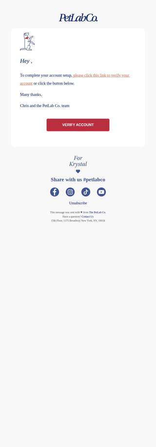 PetLab Co. Account Verification - Action Required