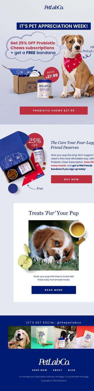 25% OFF Probiotic Chews subscriptions + a FREE bandana