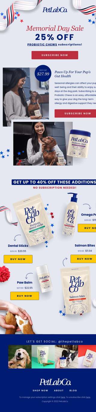 Memorial Day sale: 25% off Probiotic Chews