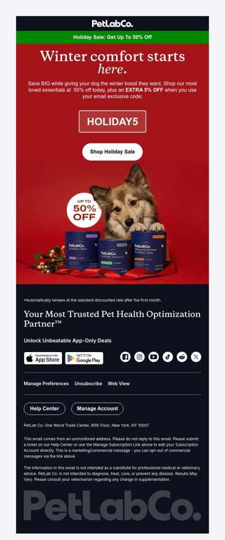 50% off for a winter-ready pup