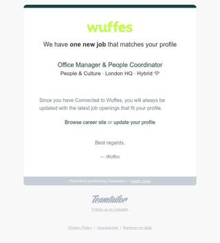 Wuffes: one new job matching your profile