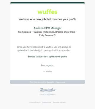 Wuffes: one new job matching your profile