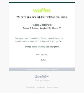 Wuffes: one new job matching your profile