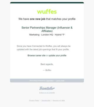 Wuffes: one new job matching your profile