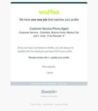 Wuffes: one new job matching your profile