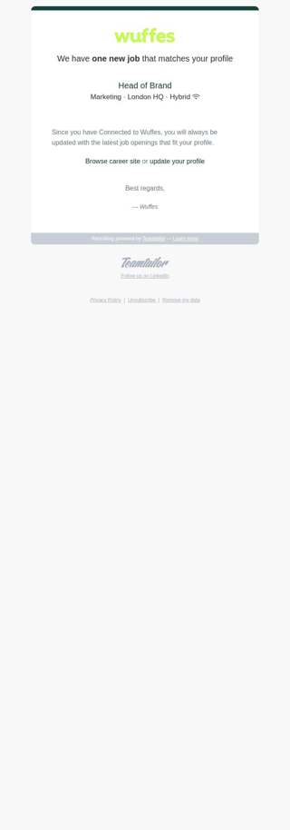 Wuffes: one new job matching your profile