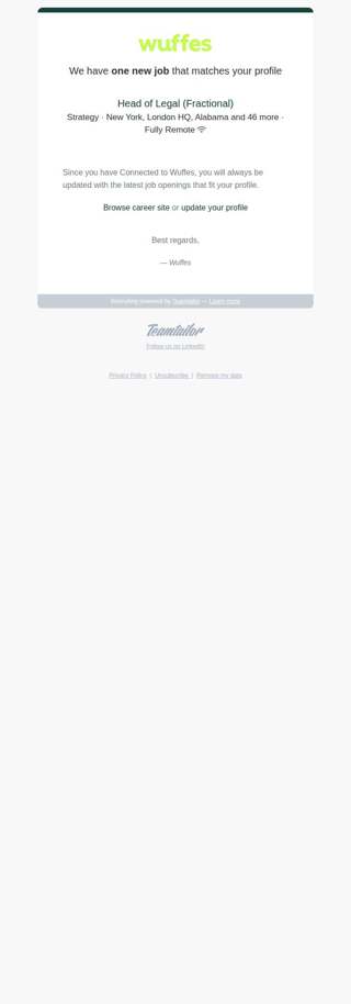 Wuffes: one new job matching your profile