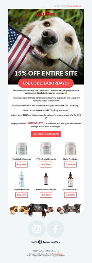 15% Off NOW! Shop the Labor Day Event