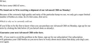 GREAT News: Our CBD will be back Monday!