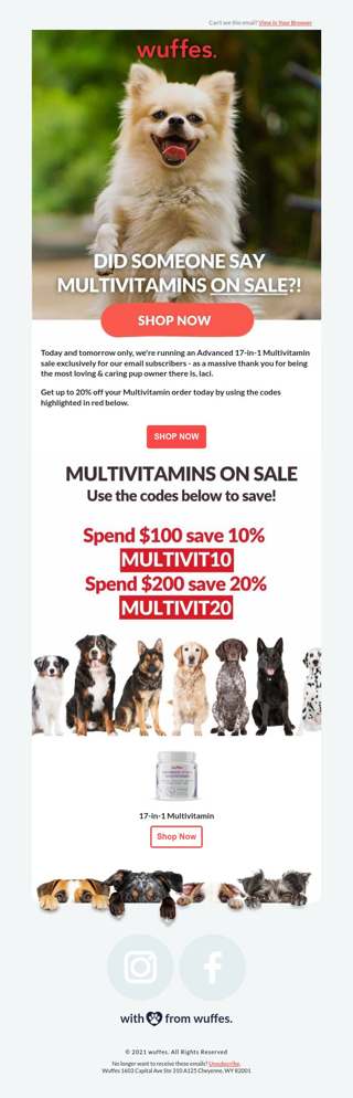 Want up to 20% off your pup's Multivitamin?