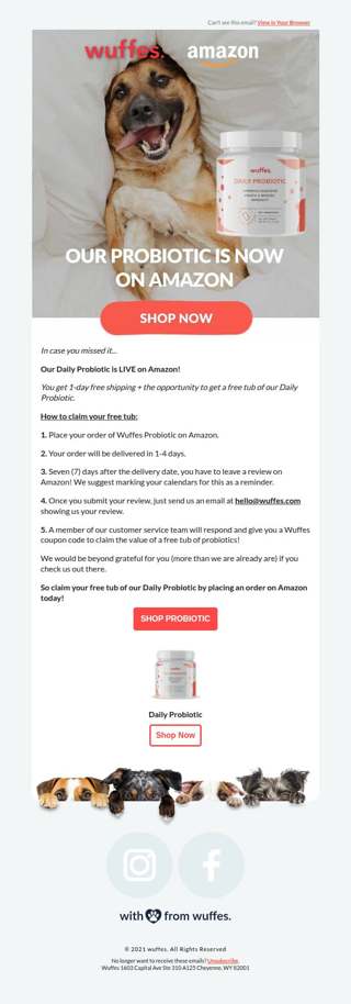 Want a free tub of Wuffes Probiotic?