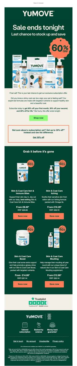 Last chance: 60% off Skin & Coat Care