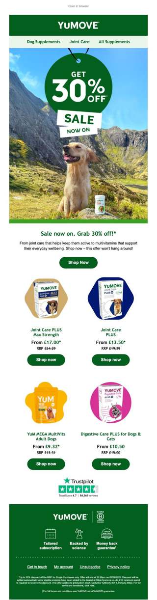 Hurry! Up to 30% off all YuMOVE favourites!