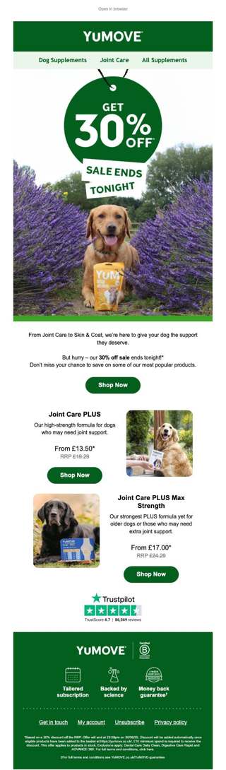 Last chance: 30% off YuMOVE favourites!