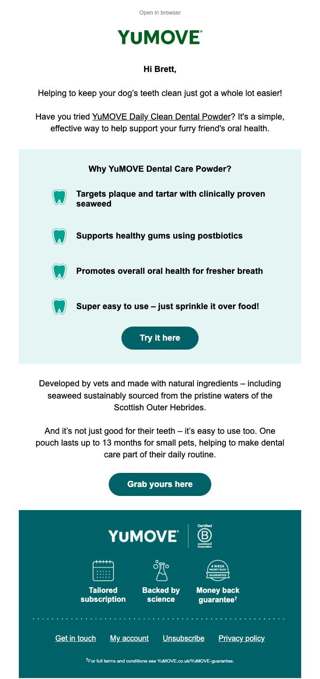 Why should your dog use YuMOVE Dental Care Powder?