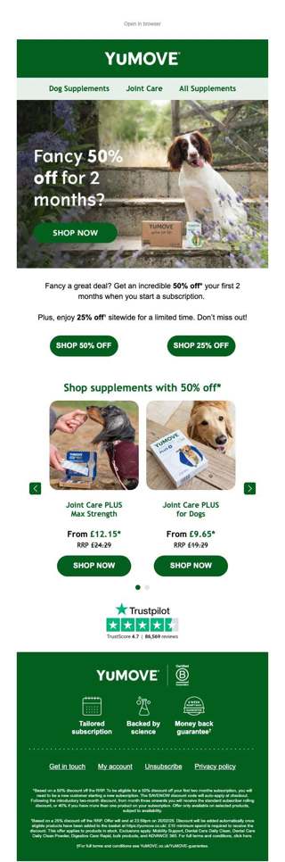 Save 50% on your dog's favourites today