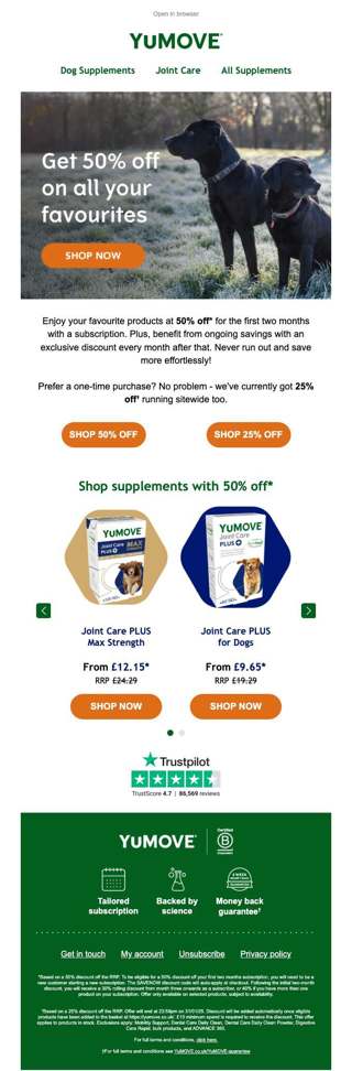 Save 50% on your dog's favourites today