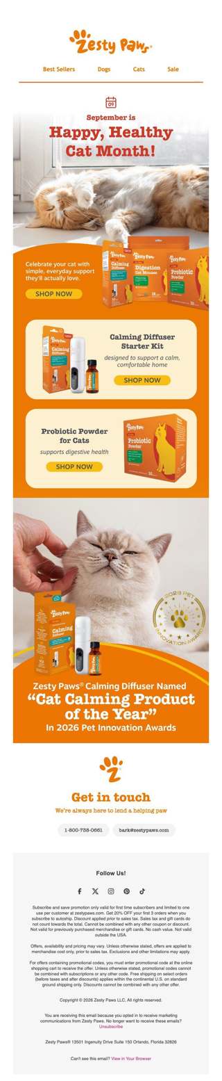 🐱 It's Happy, Healthy Cat Month! Celebrate with everyday support they'll love 🧡