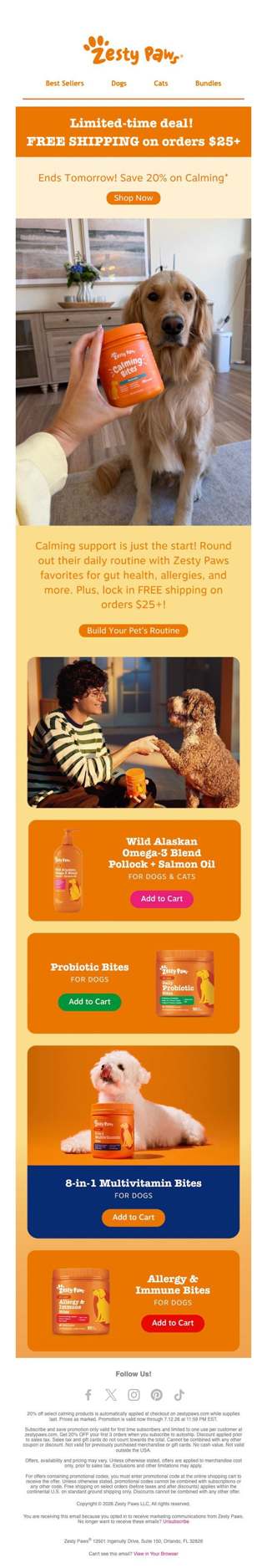 ⏰ Ends tomorrow! FREE shipping + 20% OFF calming essentials 🐾