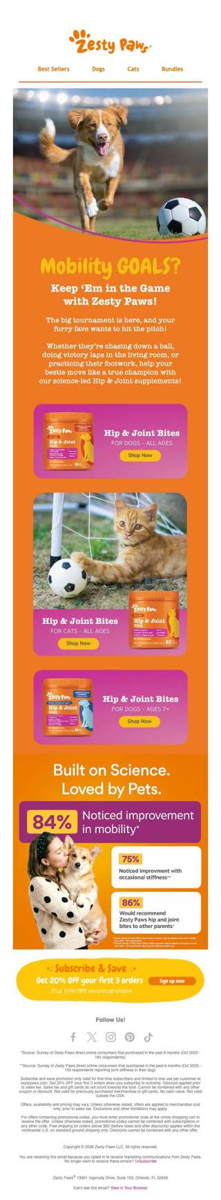 ⚽ Keep 'em in the game with Hip & Joint Bites! 🏆