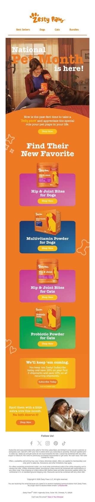 🧡 Wrap up National Pet Month with 20% OFF your first 3 Subscribe & Save orders 🐾