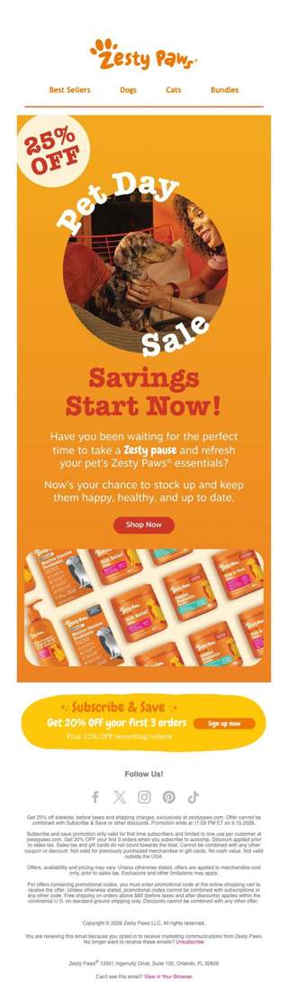 🚨 25% OFF sitewide starts now! Enjoy Pet Day savings for a limited time 💸