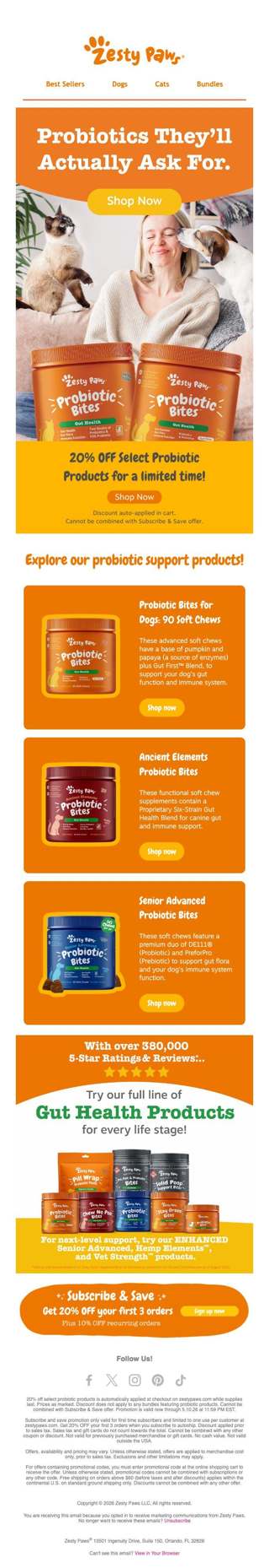 🐶 20% OFF select probiotic picks! 🐱