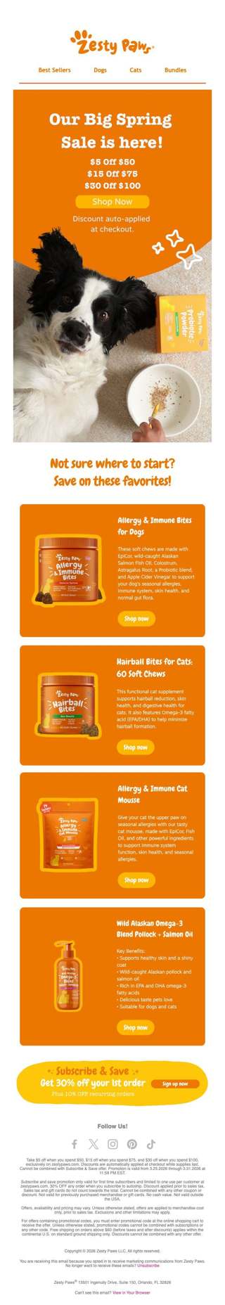 🐶🌻 Spring into savings! Up to $30 OFF 🌷🐱