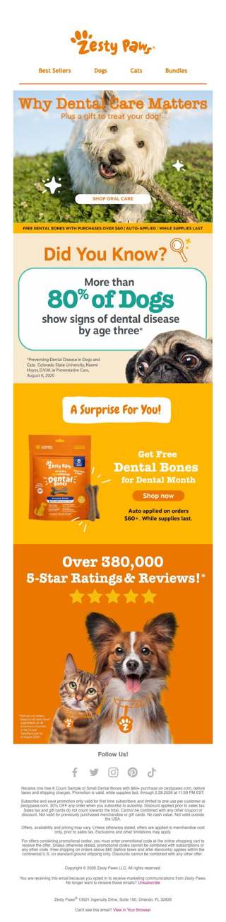 🦷 ENDS TOMORROW: FREE Dental Bones on orders $60+ 🦴