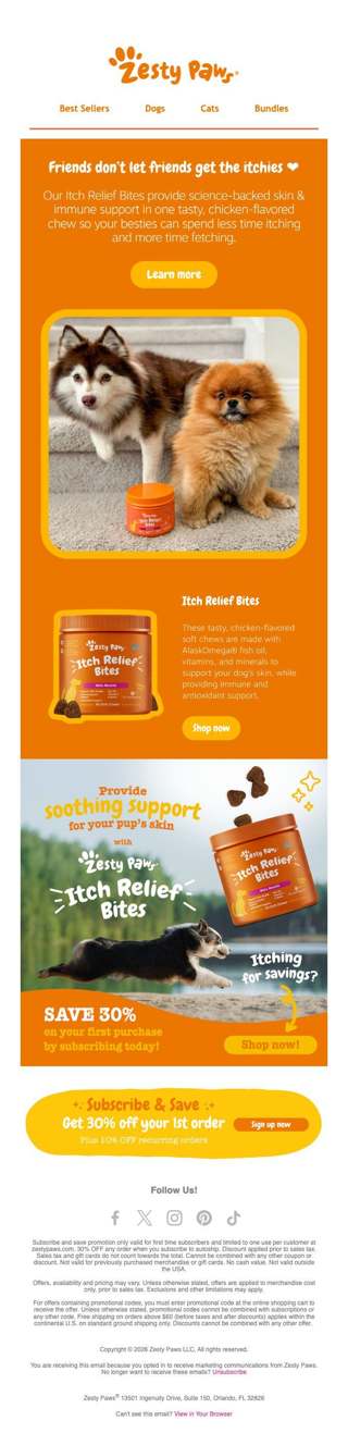 🧡 Itching for savings? Get 30% OFF your first Subscribe & Save order 🐾