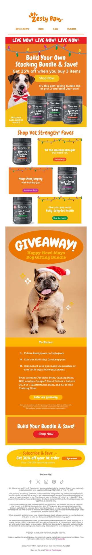 🐶 Our Howl-iday Giveaway starts now! Plus, 25% off 3 items! ✨