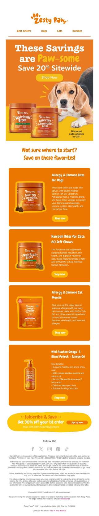 🐱🐶 Itching? Hairballs? Save 20% on what your pets need most