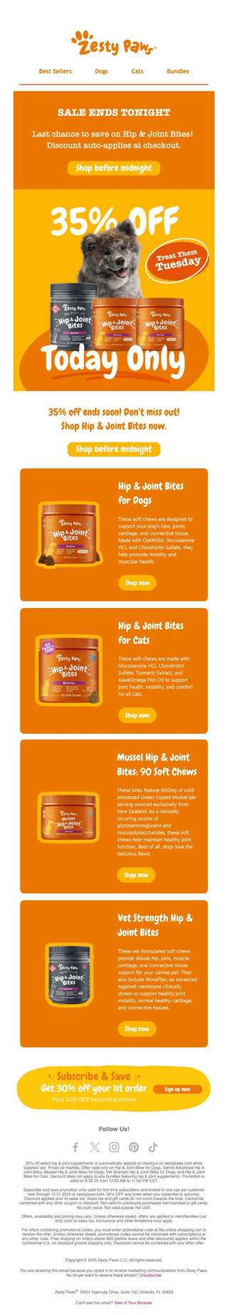 🚨 ONLY A FEW HOURS LEFT! 35% OFF Hip & Joint products ends tonight! ⏰