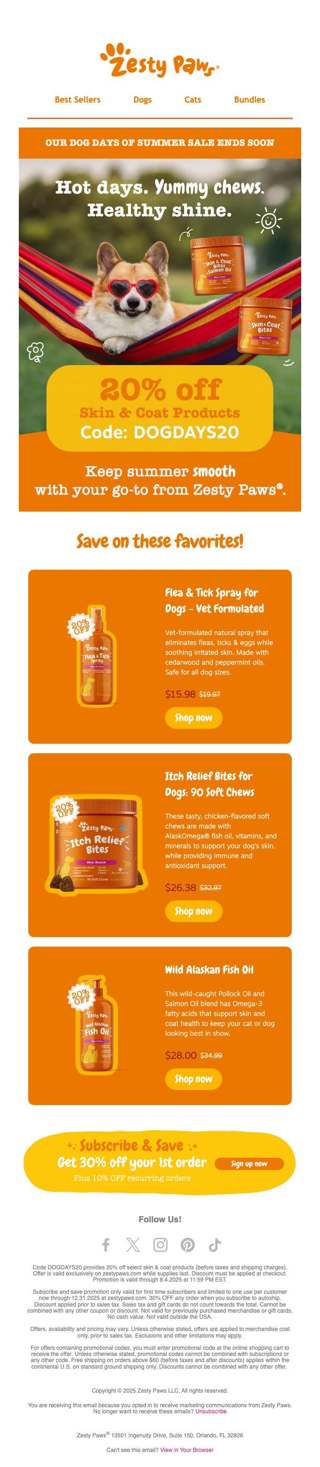 🐾 Your pet deserves this: 20% OFF skin & coat products! ✨