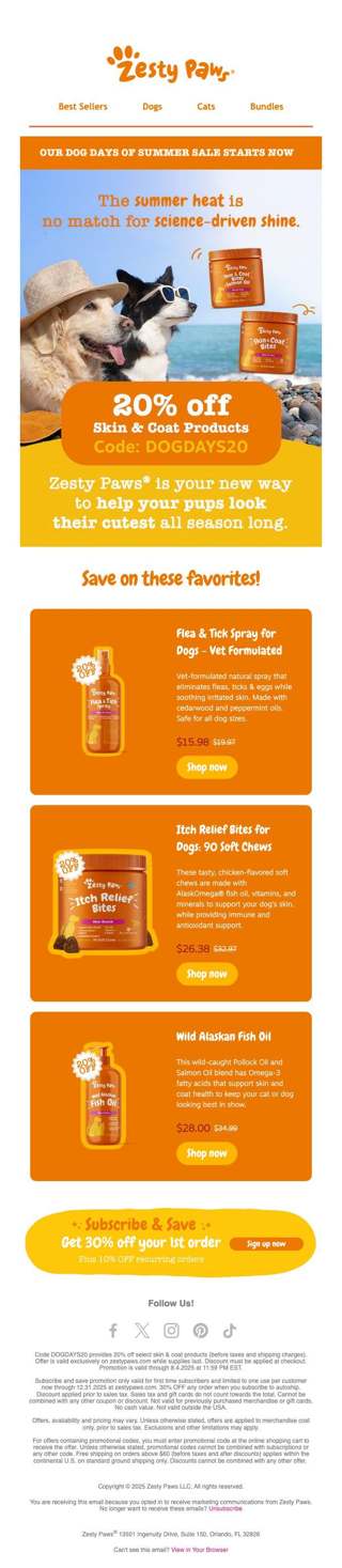 🎉 20% OFF skin & coat products starts now! 🐾