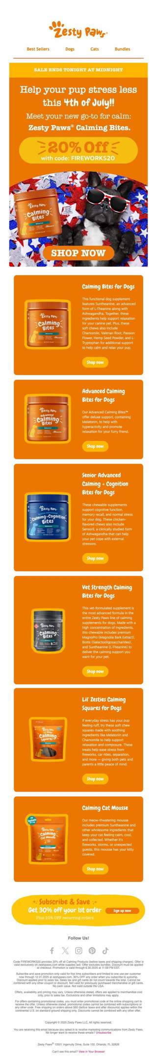 🚨 Final hours! 20% OFF calming products + last chance for 4th of July delivery!