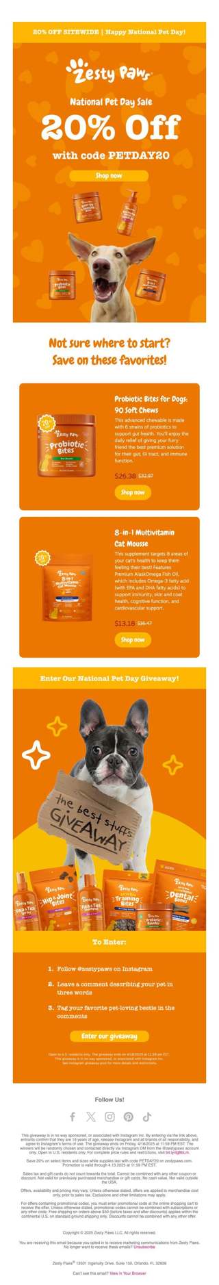 🧡 Happy National Pet Day! Enter Our Giveaway + 20% OFF SITEWIDE 🐶🐱
